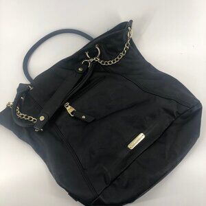 ✅ Steve Madden Black Tote Purse with Gold Chain